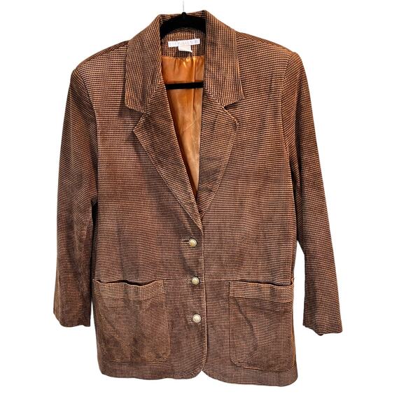 The Limited Women's Brown Genuine Leather Geometric Sport Blazer Size Medium - Picture 1 of 9